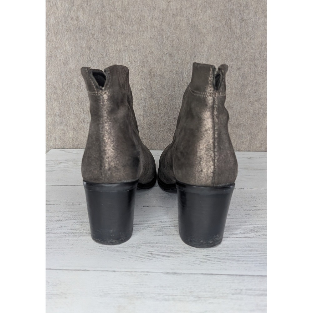 Womens Metallic Bronze Leather Ankle Boots Block Heel Pointed Toe Size 8M - Picture 3 of 6